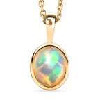 AA Natürlicher, äthiopischer Welo Opal Schmuckset 925 Silber vergoldet ca. 1,25 ct.
