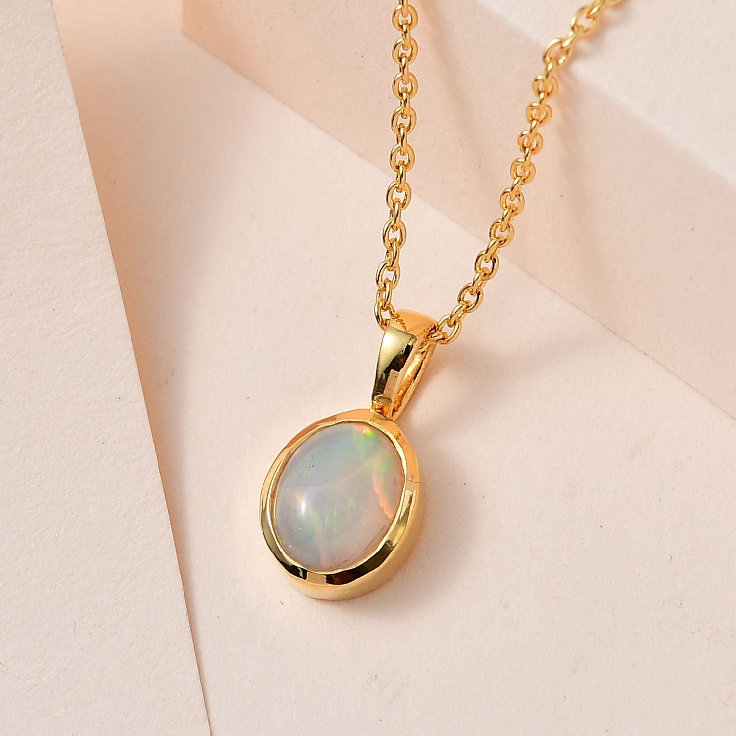 AA Natürlicher, äthiopischer Welo Opal Schmuckset 925 Silber vergoldet ca. 1,25 ct.