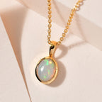 AA Natürlicher, äthiopischer Welo Opal Schmuckset 925 Silber vergoldet ca. 1,25 ct.