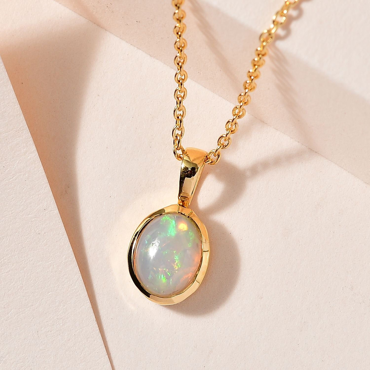AA Natürlicher, äthiopischer Welo Opal Schmuckset 925 Silber vergoldet ca. 1,25 ct.
