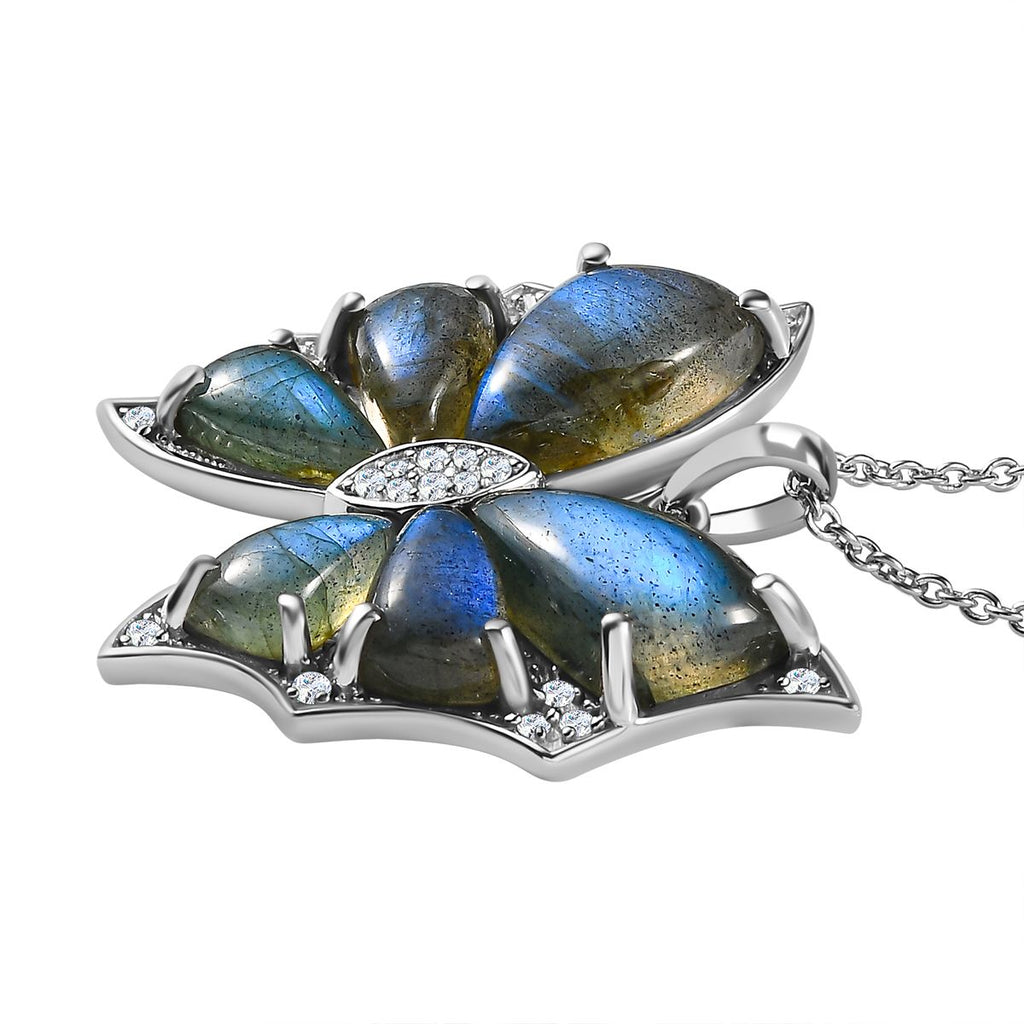AA Labradorit Schmuckset 925 Silber platiniert ca. 15.36 ct