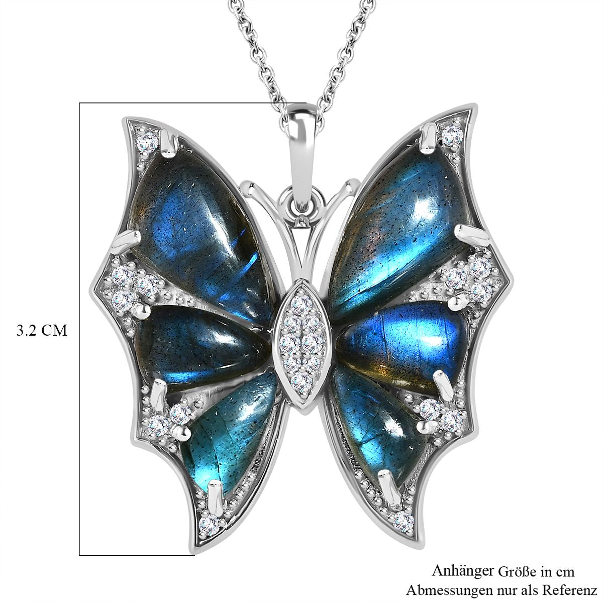 AA Labradorit Schmuckset 925 Silber platiniert ca. 15.36 ct