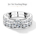 2er-Set Moissanit Ringe, 925 Silber platiniert - 1,51 ct.