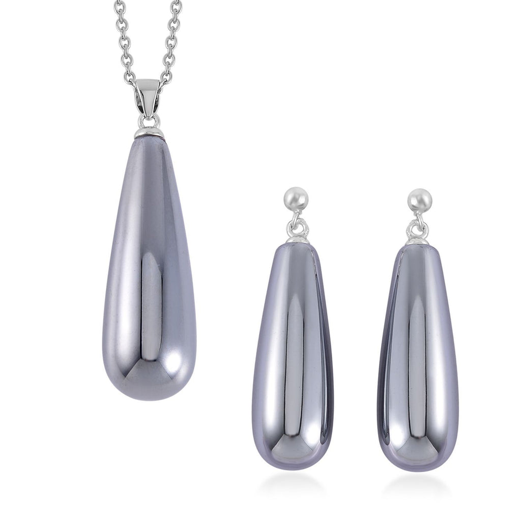 Terahertz Schmuckset 925 Silber rhodiniert und Edelstahl