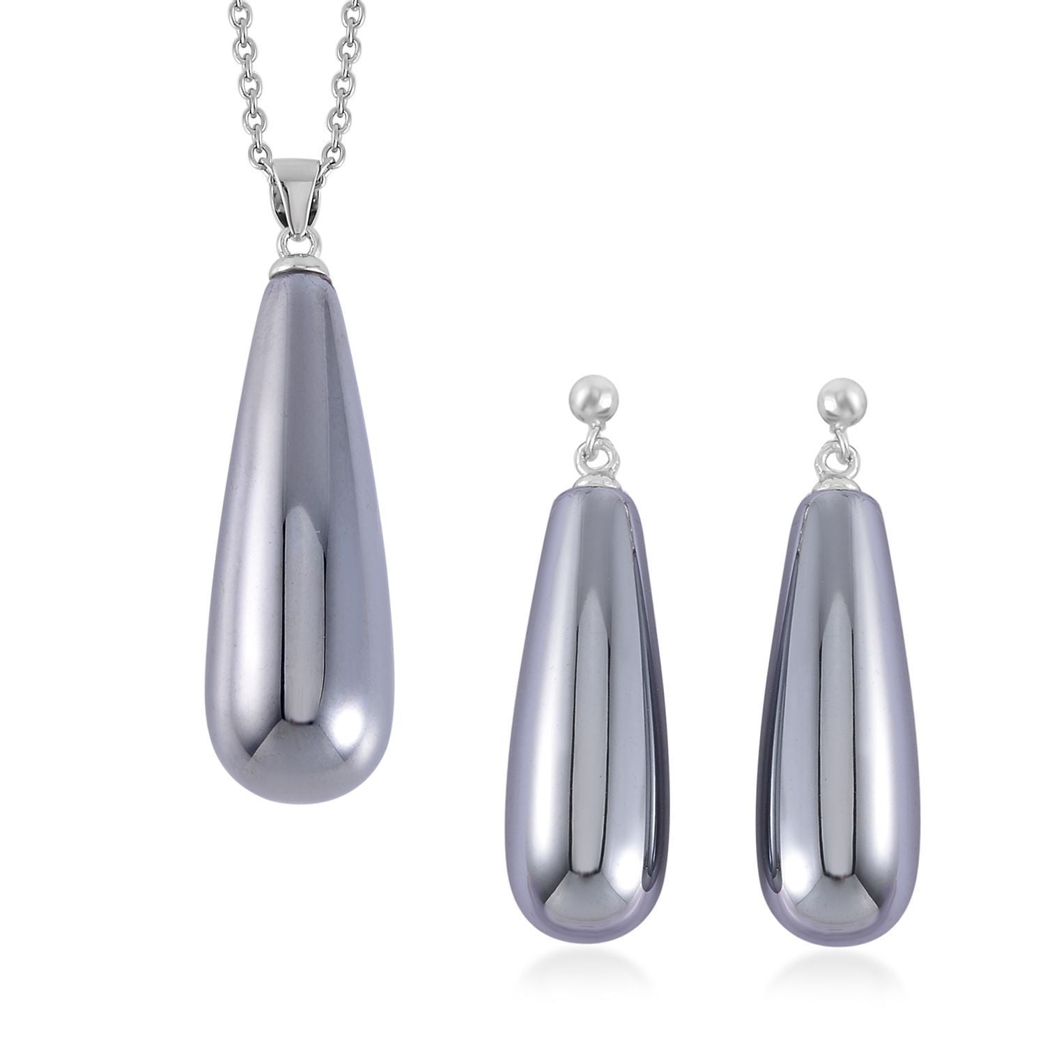 Terahertz Schmuckset 925 Silber rhodiniert und Edelstahl