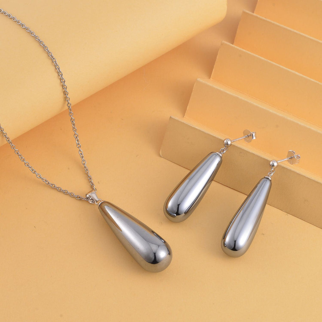 Terahertz Schmuckset 925 Silber rhodiniert und Edelstahl