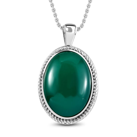 Blaues Türkis Anhänger mit Kette, Edelstahl, ca. 20.11 ct