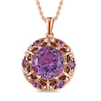 GP Trionfo Kollektion -  AA Rose De France Amethyst, Afrikanischer Amethyst Anhänger mit Kette, 925 Silber Roségold Vermeil, ca. 9.37 ct