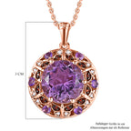 GP Trionfo Kollektion -  AA Rose De France Amethyst, Afrikanischer Amethyst Anhänger mit Kette, 925 Silber Roségold Vermeil, ca. 9.37 ct
