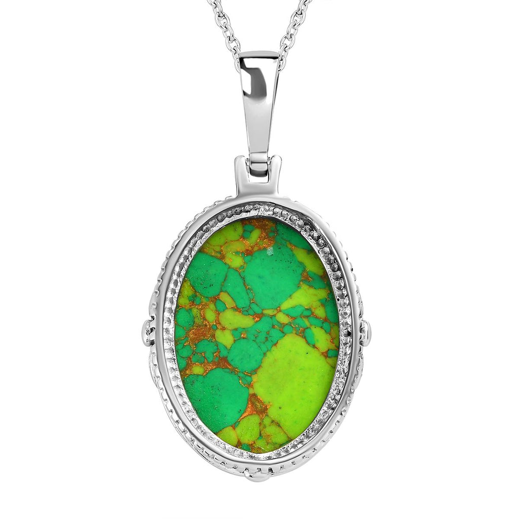 Grünes Türkis Anhänger mit Kette, Edelstahl ca. 25.92 ct