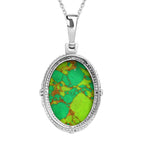 Grünes Türkis Anhänger mit Kette, Edelstahl ca. 25.92 ct