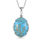 Blaues Türkis Anhänger mit Kette, Edelstahl ca. 19.00 ct