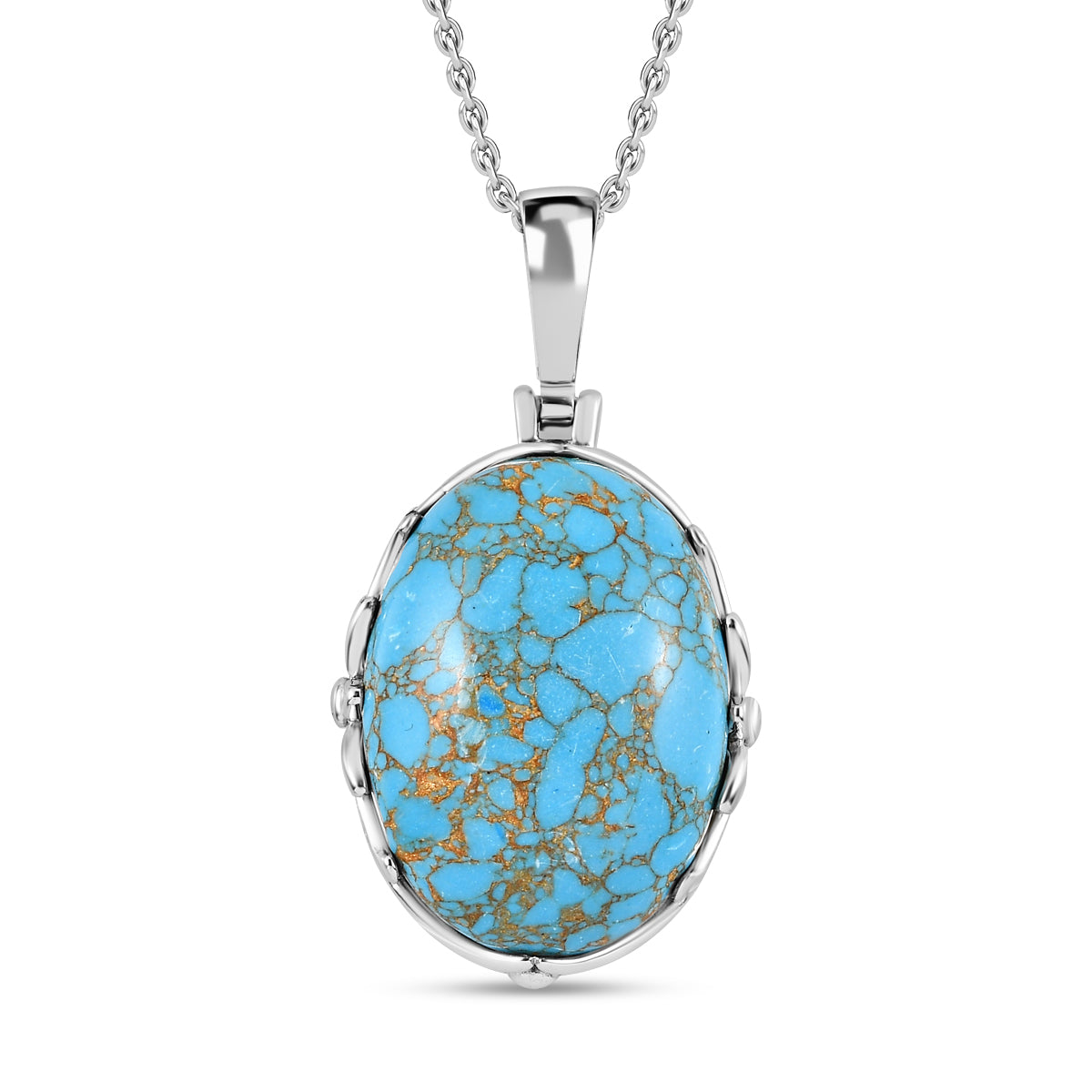 Blaues Türkis Anhänger mit Kette, Edelstahl ca. 19.00 ct