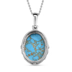 Blaues Türkis Anhänger mit Kette, Edelstahl ca. 19.00 ct
