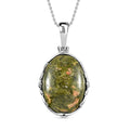 Unakite Anhänger mit Kette, Edelstahl, ca. 25.55 ct
