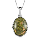 Unakite Anhänger mit Kette, Edelstahl, ca. 25.55 ct