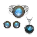 Labradorit Schmuckset  Edelstahl ca. 22.62 ct