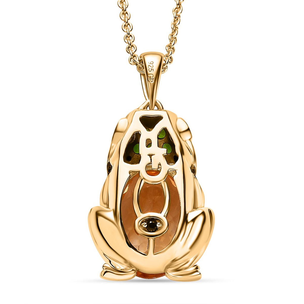 GP Trionfo Kollektion - Citrin, Afrikanischer Rubin (Fissure gefüllt) Anhänger mit Kette, 925 Silber Gelbgold Vermeil ca. 6.42 ct