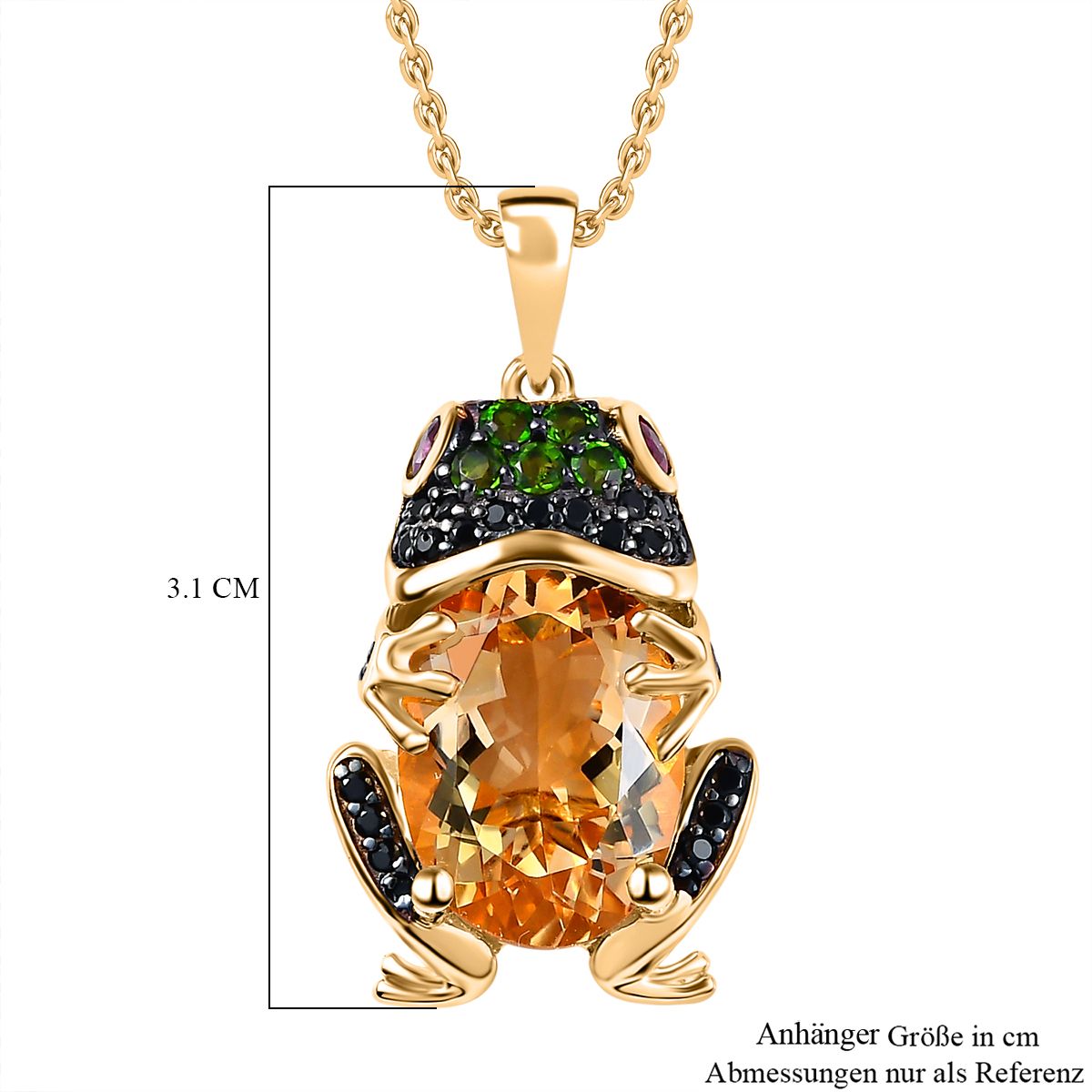 GP Trionfo Kollektion - Citrin, Afrikanischer Rubin (Fissure gefüllt) Anhänger mit Kette, 925 Silber Gelbgold Vermeil ca. 6.42 ct