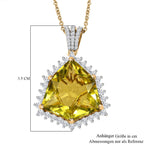 AA Ouro Verde-Quarz, Weißer Zirkon Anhänger mit Kette, 925 Silber vergoldet, ca. 22.25 ct