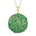 Kagem sambischer Smaragd-Anhänger mit Kette, ca. 50 cm, 925 Silber vergoldet ca. 6.20 ct