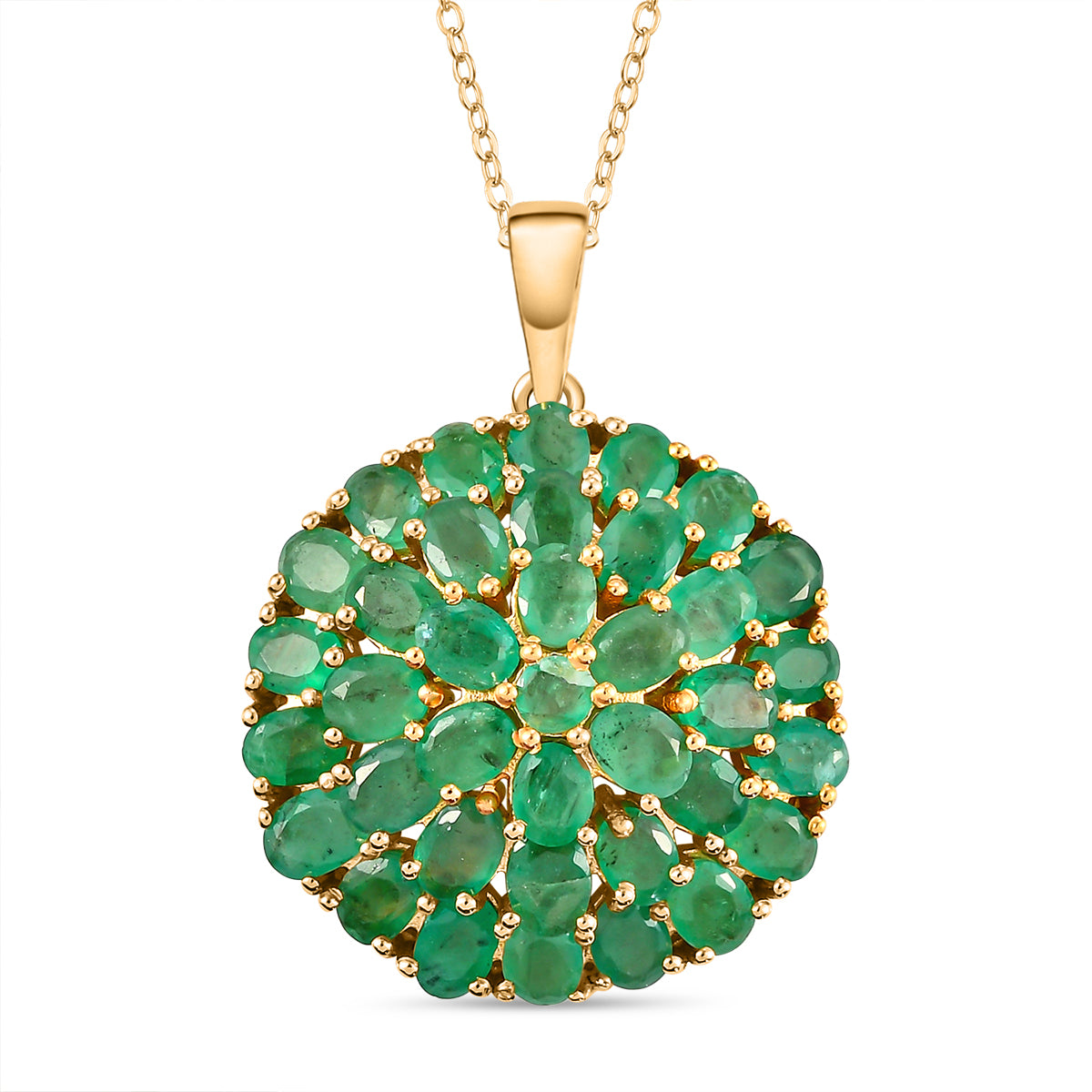 Kagem sambischer Smaragd-Anhänger mit Kette, ca. 50 cm, 925 Silber vergoldet ca. 6.20 ct