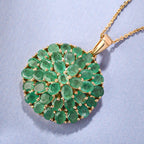 Kagem sambischer Smaragd-Anhänger mit Kette, ca. 50 cm, 925 Silber vergoldet ca. 6.20 ct