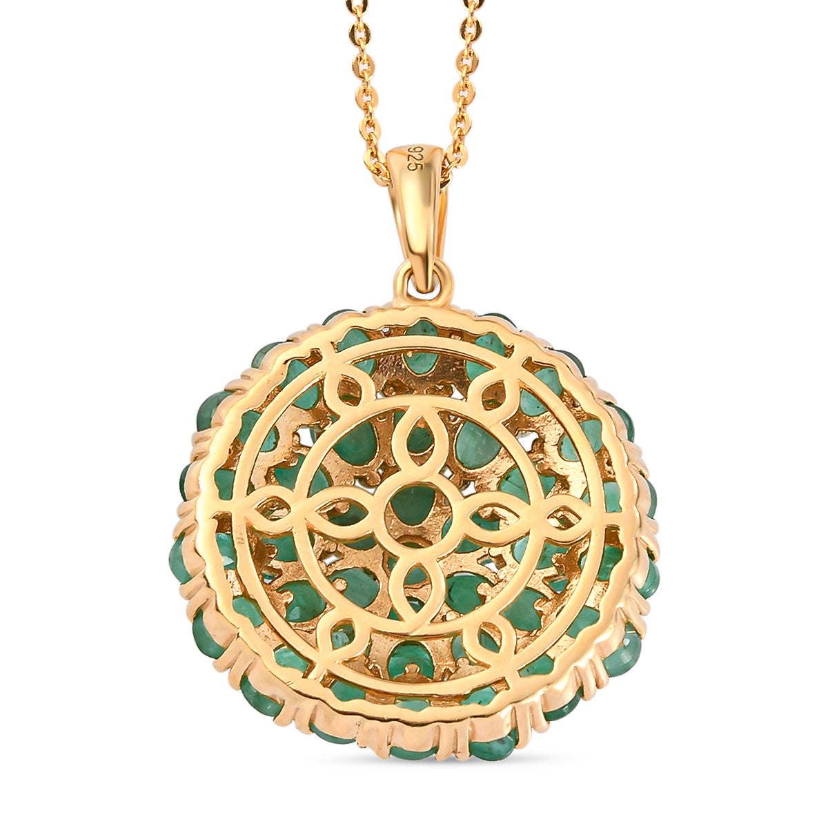 Kagem sambischer Smaragd-Anhänger mit Kette, ca. 50 cm, 925 Silber vergoldet ca. 6.20 ct