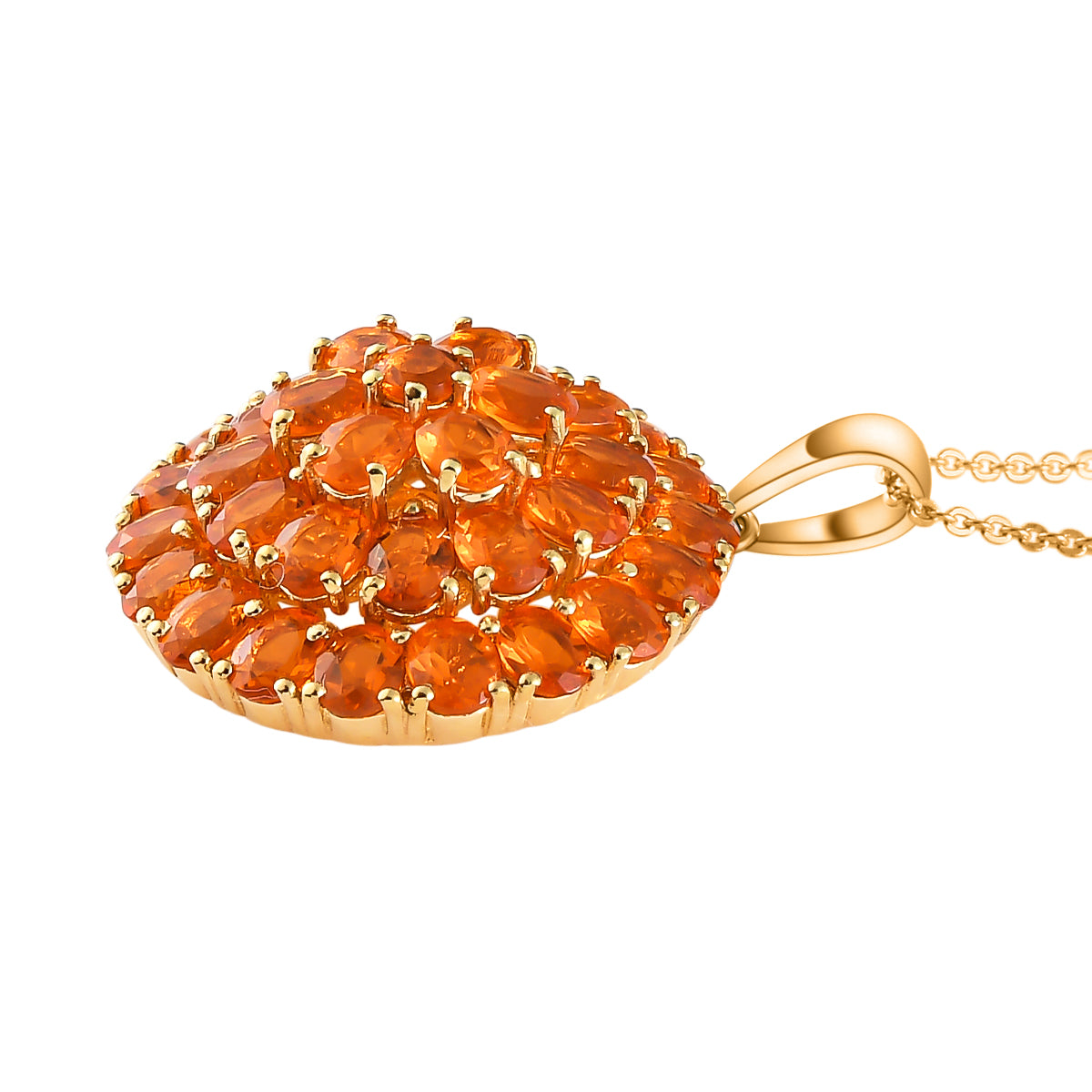 Salamanca Feueropal-Anhänger mit Kette, ca. 50 cm, 925 Silber vergoldet ca. 4,02 ct