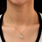 Natürlicher, äthiopischer Opal und weißer Zirkon-Anhänger mit Kette, Silber ca. 1,82 ct