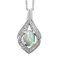 Natürlicher, äthiopischer Opal und Zirkon-Anhänger mit Kette in Silber