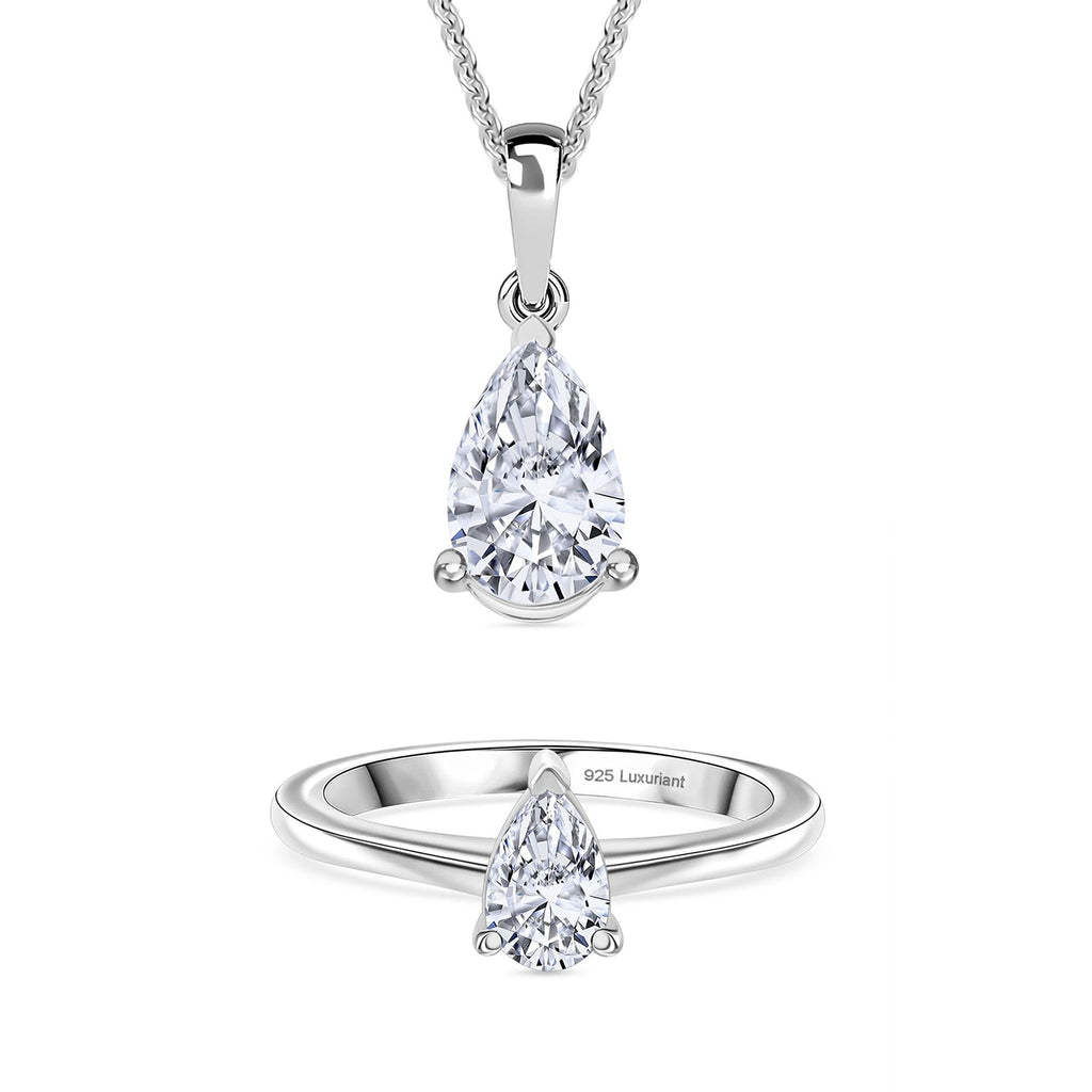 LUXURIANT VS-EF Labor Diamant Ring und SGL zertifizierter SI-GH Labor Diamant Anhänger mit 50cm Kette