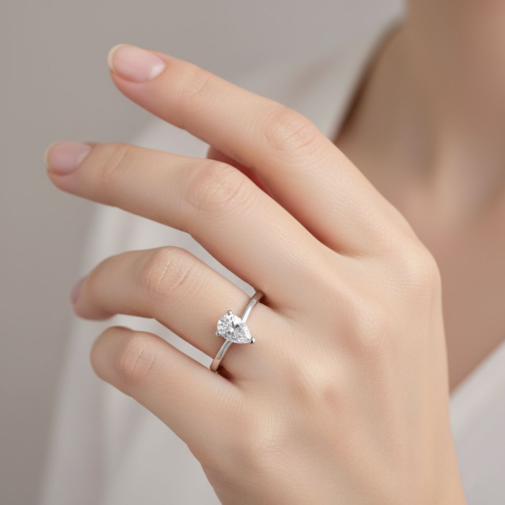 LUXURIANT VS-EF Labor Diamant Ring und SGL zertifizierter SI-GH Labor Diamant Anhänger mit 50cm Kette