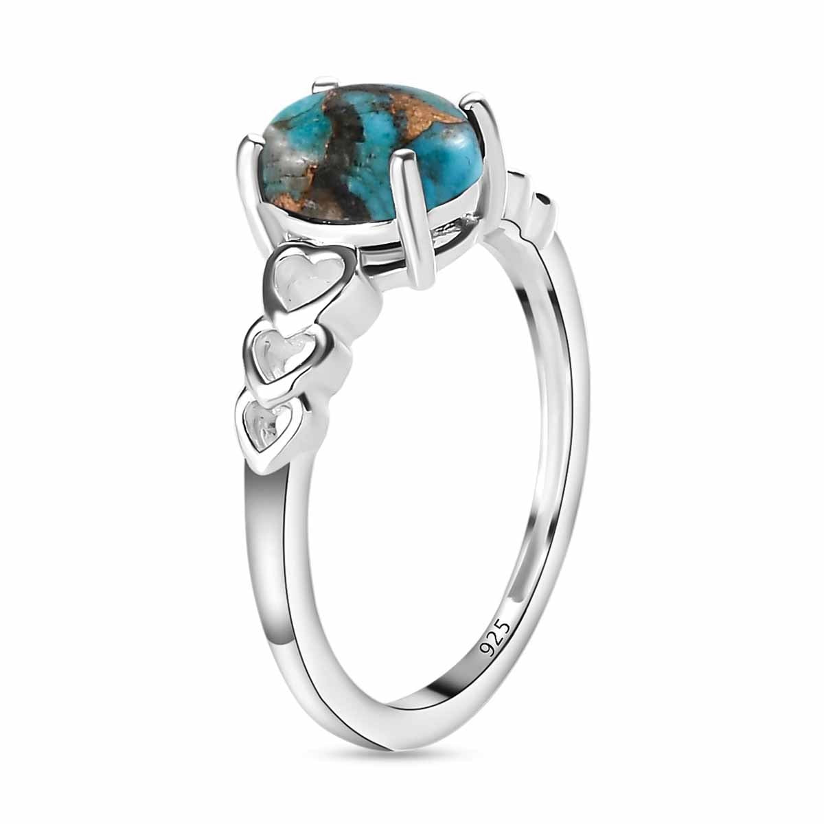 Blaues Türkis Ring und Anhänger, 925 Silber ca. 2,50 ct