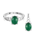 Grüner Aventurin Ring und Anhänger, 925 Silber ca. 3,13 ct