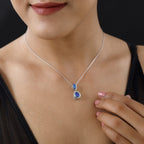 Pfau Triplett Quarz Anhänger mit Kette, 925 Silber platiniert ca. 2.64 ct