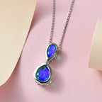 Pfau Triplett Quarz Anhänger mit Kette, 925 Silber platiniert ca. 2.64 ct