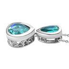 Pfau Triplett Quarz Anhänger mit Kette, 925 Silber platiniert ca. 2.64 ct