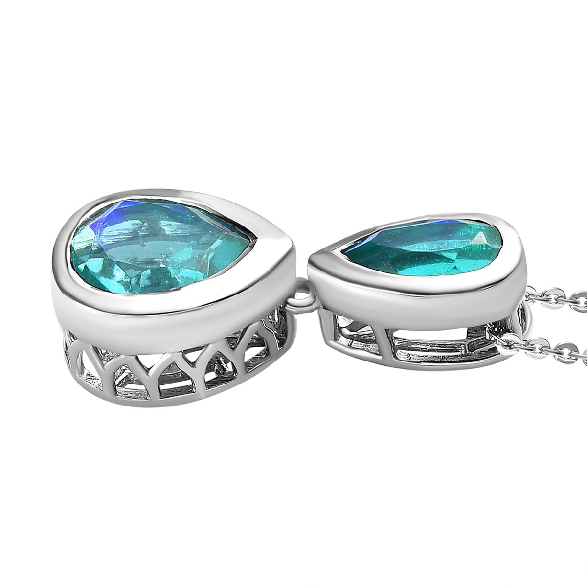 Pfau Triplett Quarz Anhänger mit Kette, 925 Silber platiniert ca. 2.64 ct