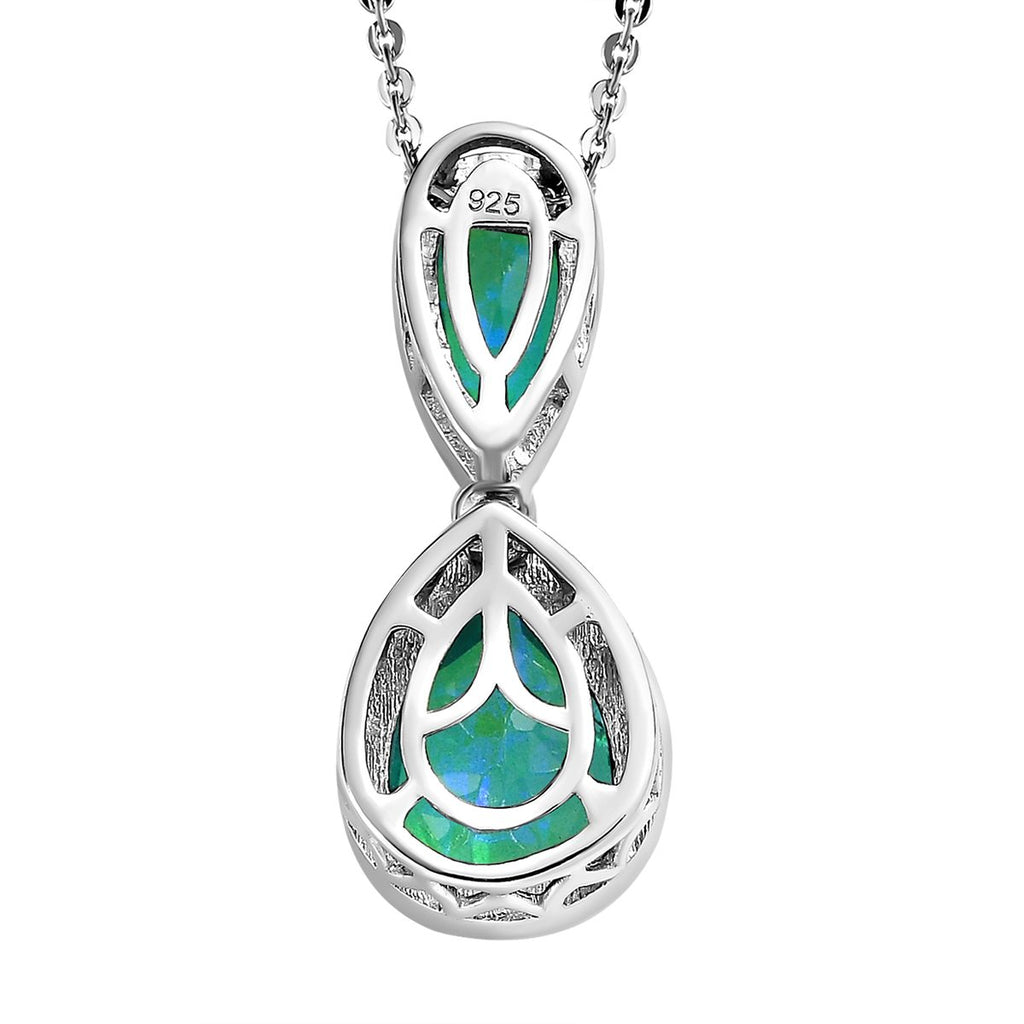 Pfau Triplett Quarz Anhänger mit Kette, 925 Silber platiniert ca. 2.64 ct