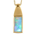 Natürlicher, äthiopischer Welo Opal Anhänger mit Kette, 925 Silber Gelbgold Vermeil ca. 1.65 ct