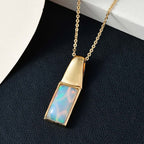 Natürlicher, äthiopischer Welo Opal Anhänger mit Kette, 925 Silber Gelbgold Vermeil ca. 1.65 ct