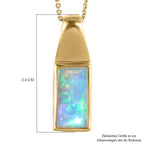 Natürlicher, äthiopischer Welo Opal Anhänger mit Kette, 925 Silber Gelbgold Vermeil ca. 1.65 ct