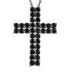 Schwarzer Spinell Anhänger mit Kette, Messing platiniert und Edelstahl ca. 4.79 ct