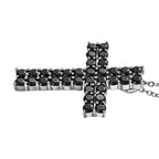 Schwarzer Spinell Anhänger mit Kette, Messing platiniert und Edelstahl ca. 4.79 ct