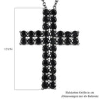 Schwarzer Spinell Anhänger mit Kette, Messing platiniert und Edelstahl ca. 4.79 ct