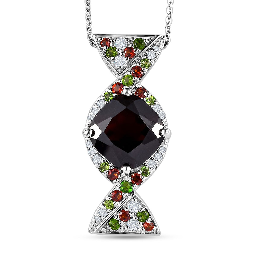 GP Kollektion - Mosambik Granat-Anhänger mit Kette, 925 Silber platiniert ca. 5.63 ct