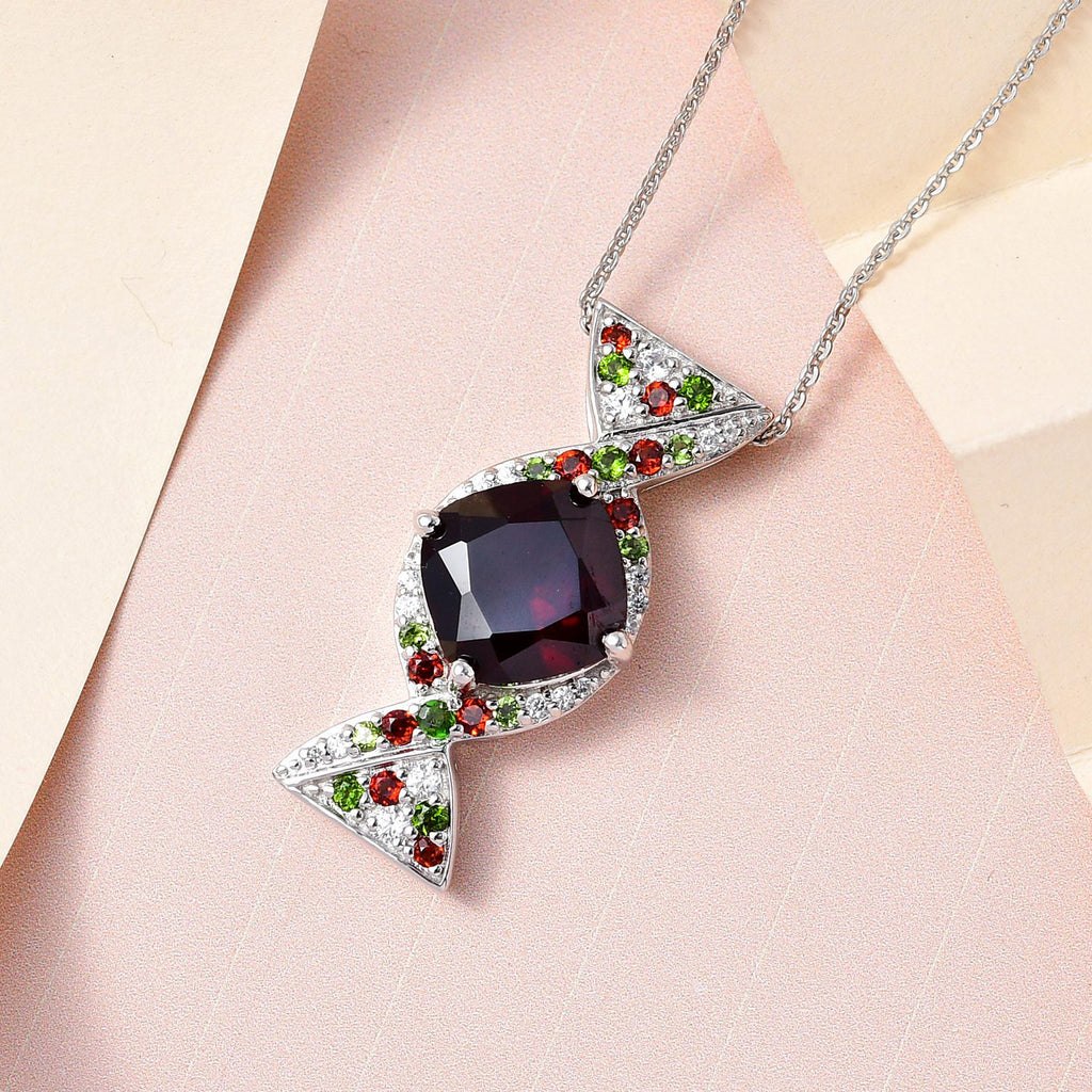 GP Kollektion - Mosambik Granat-Anhänger mit Kette, 925 Silber platiniert ca. 5.63 ct