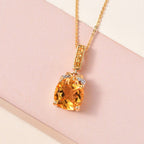 GP Ribbon Kollektion - Citrin Anhänger mit Kette, 925 Silber Gelbgold Vermeil ca. 4.43 ct