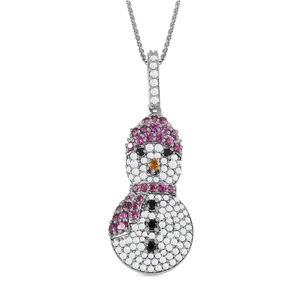 GP Kollektion - Schwarzer Spinell-Anhänger mit Kette 925 Silber platiniert ca. 2,33 ct